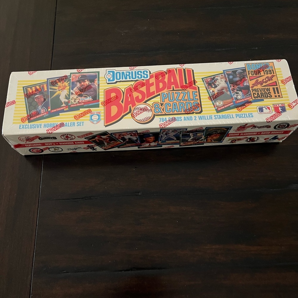 1991 DonRuss Baseball Puzzle & Cards Box - White, Red, Yellow